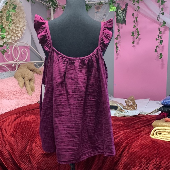 Terra & Sky ruffle strap tank color purple size 2x - Picture 3 of 6